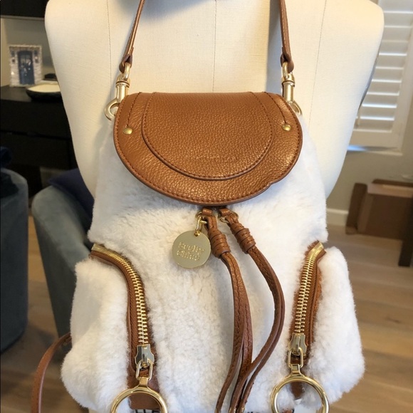 ❌SOLD! ❌Chloe Leather paneled Shearling Backpack - Picture 3 of 6